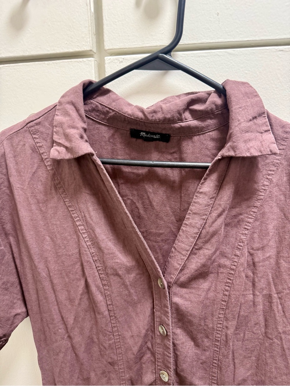 Madewell Mauve Button Front Shirt Dress Size 6 - Picture 4 of 7